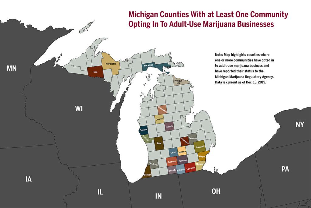 michigan marijuana, Chart: Local approval in Michigan adult-use marijuana program creates uneven business opportunity