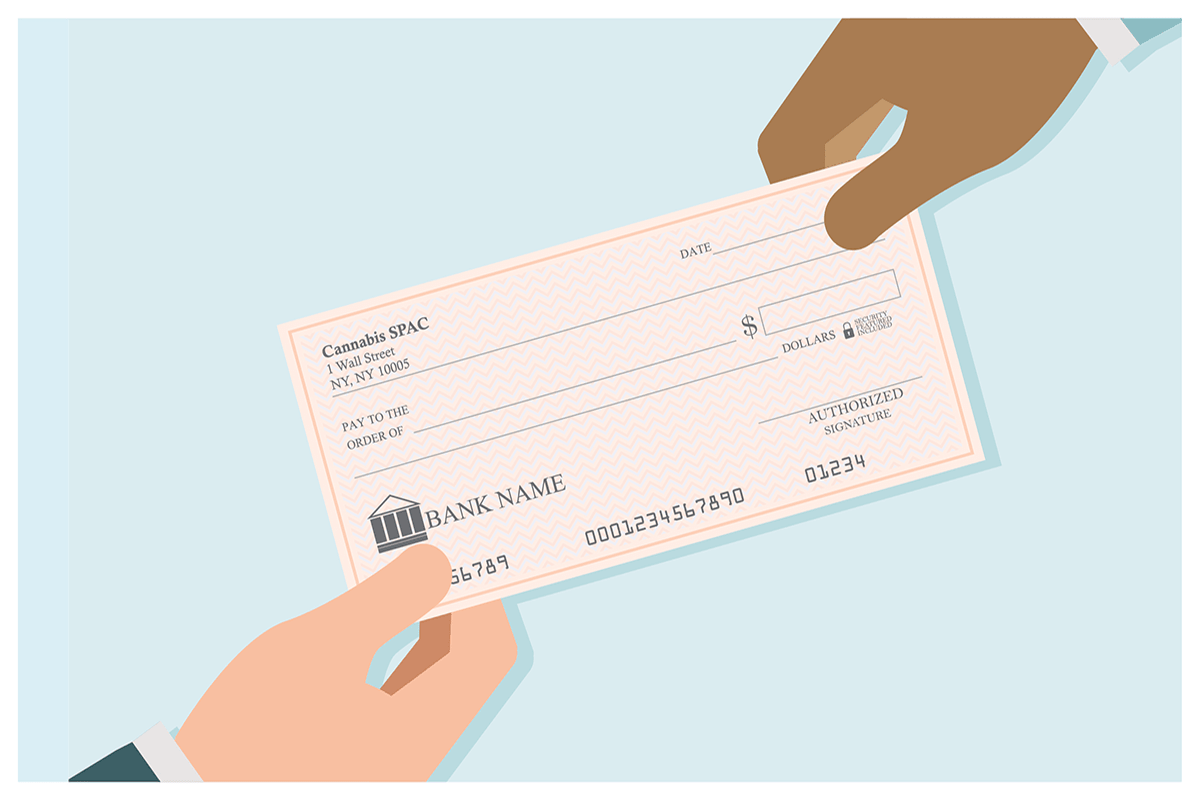 Image depicting a blank check changing hands