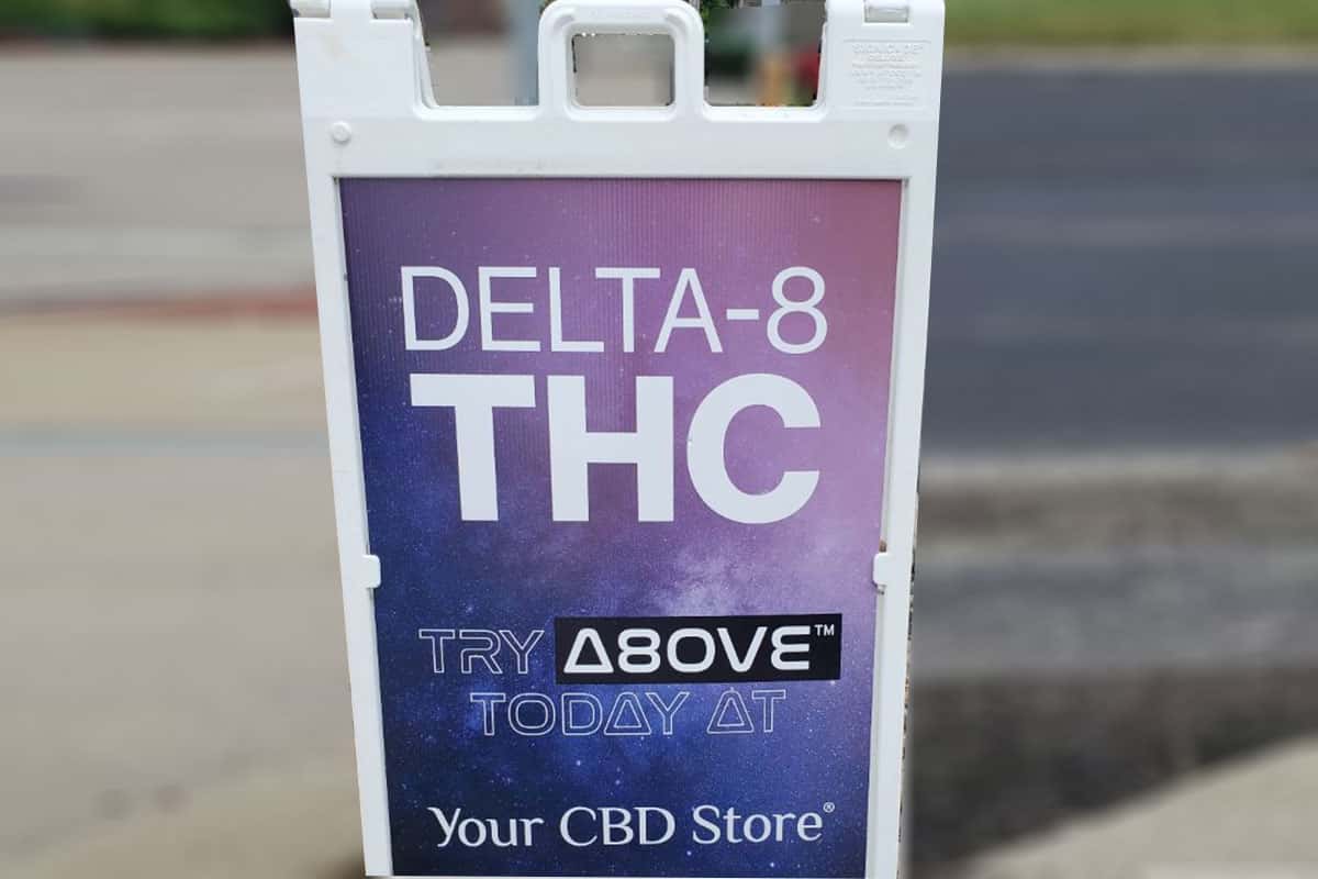 Image of a sign advertising delta-8 THC