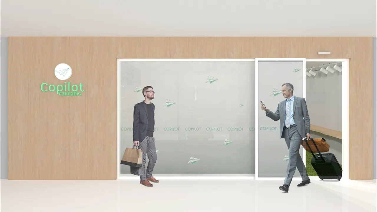Rendering of exterior of CoPilot cannabis store