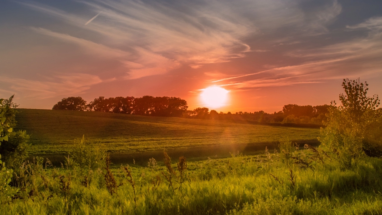 Image showing a sunset over Midwest fields