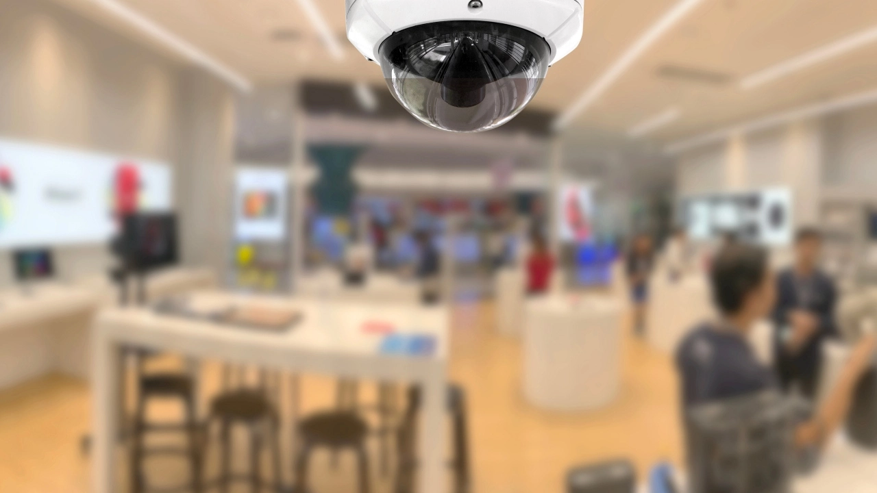 Image of a security camera in a retail store