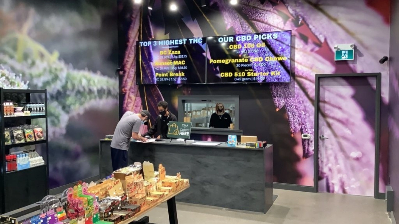 Image of the interior of a Calyx + Trichomes cannabis store