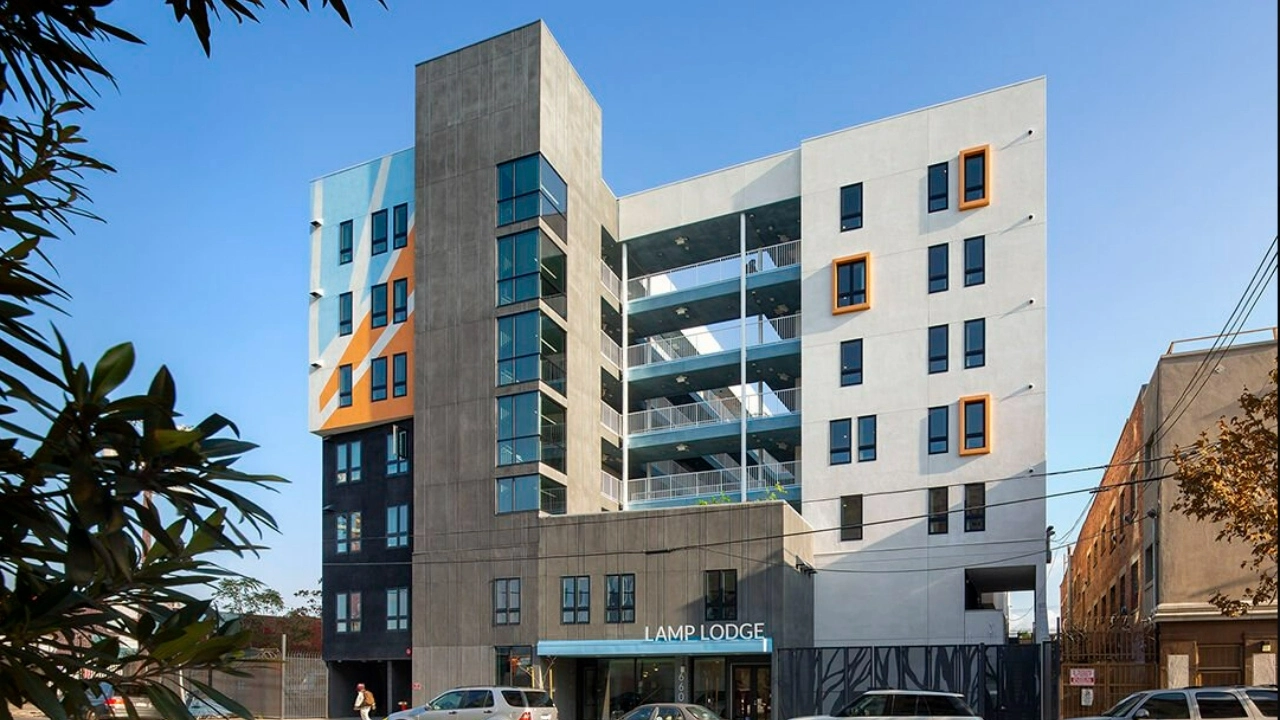 Image of the Lamp Lodge, an affordable housing development in Los Angeles