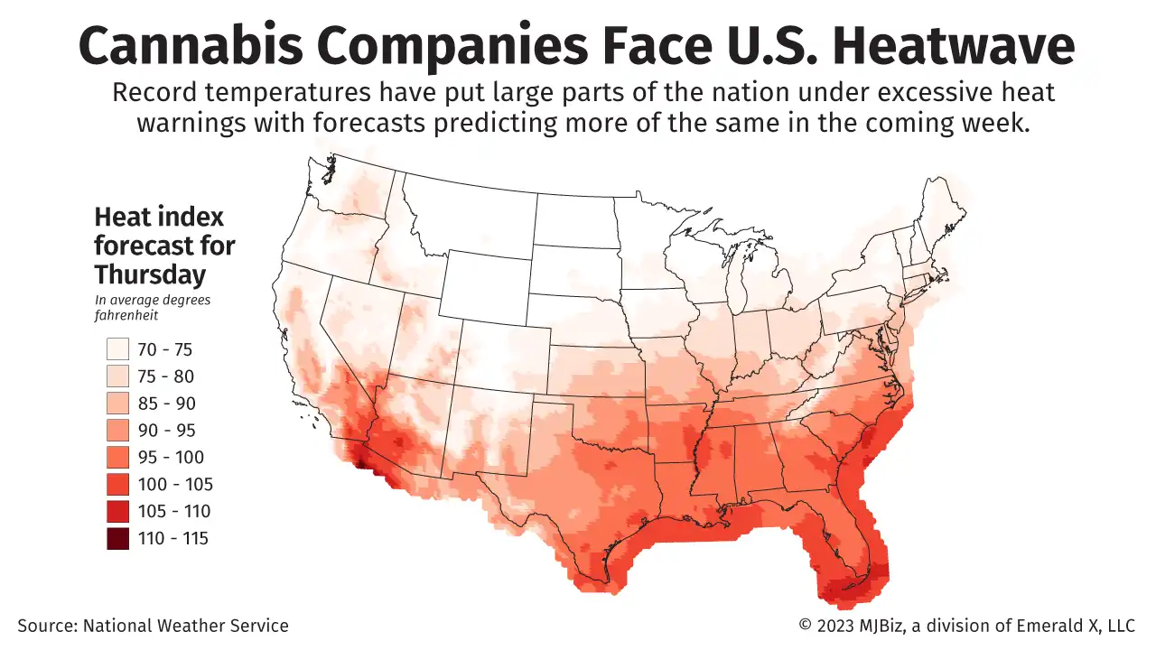 Image of July 2023 heat wave map