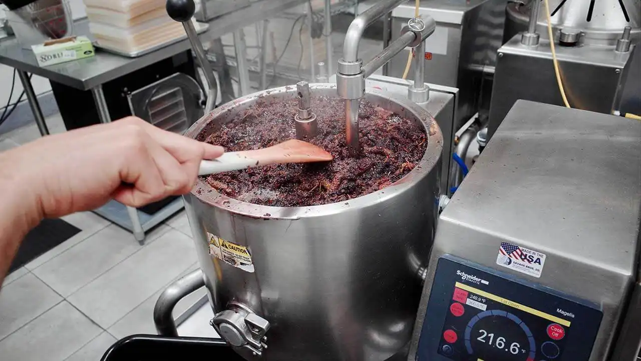 Image of marionberries cooking for infused edibles