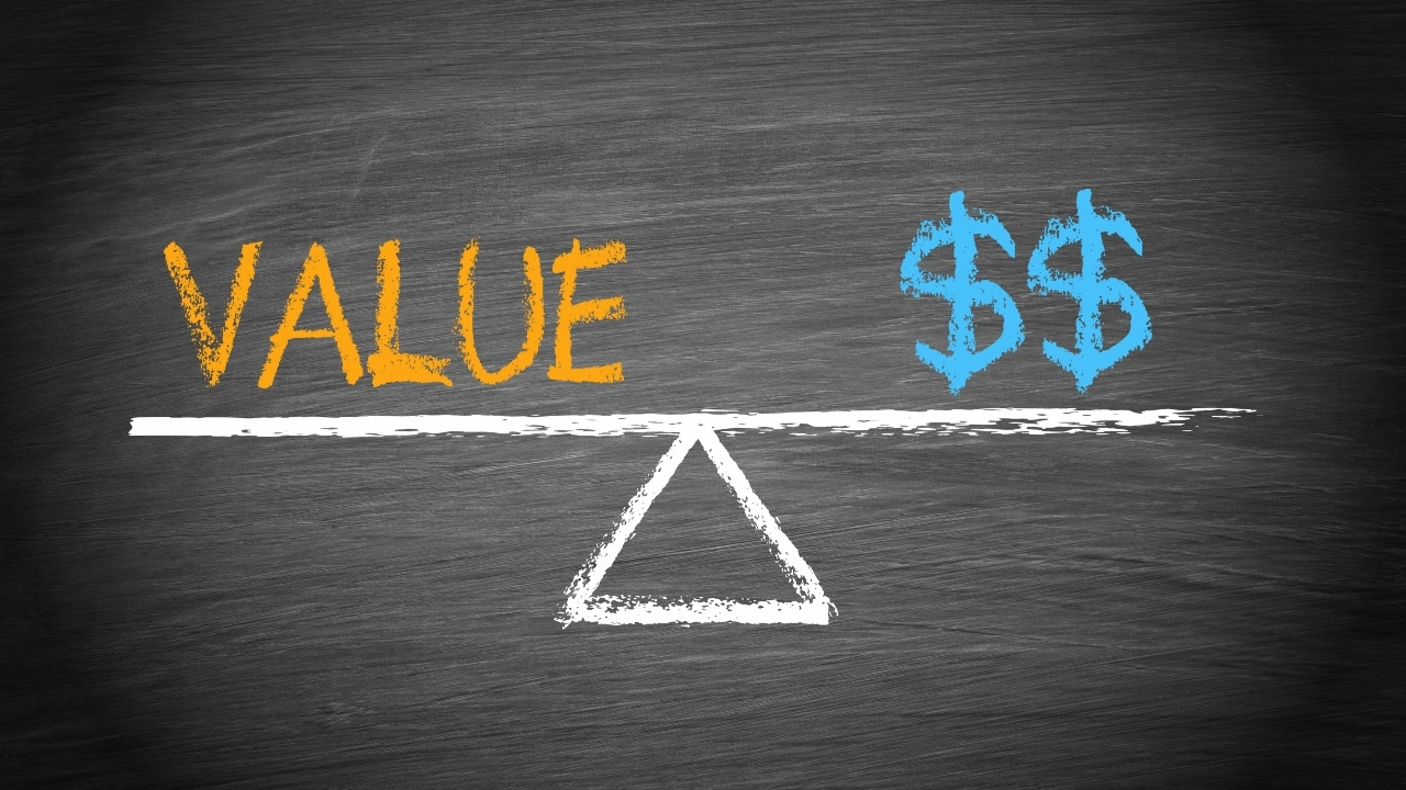 Image of a the word "Value" equally balanced with two dollar signs