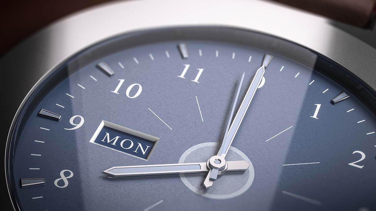 Image of a clock face registering 8 o'clock